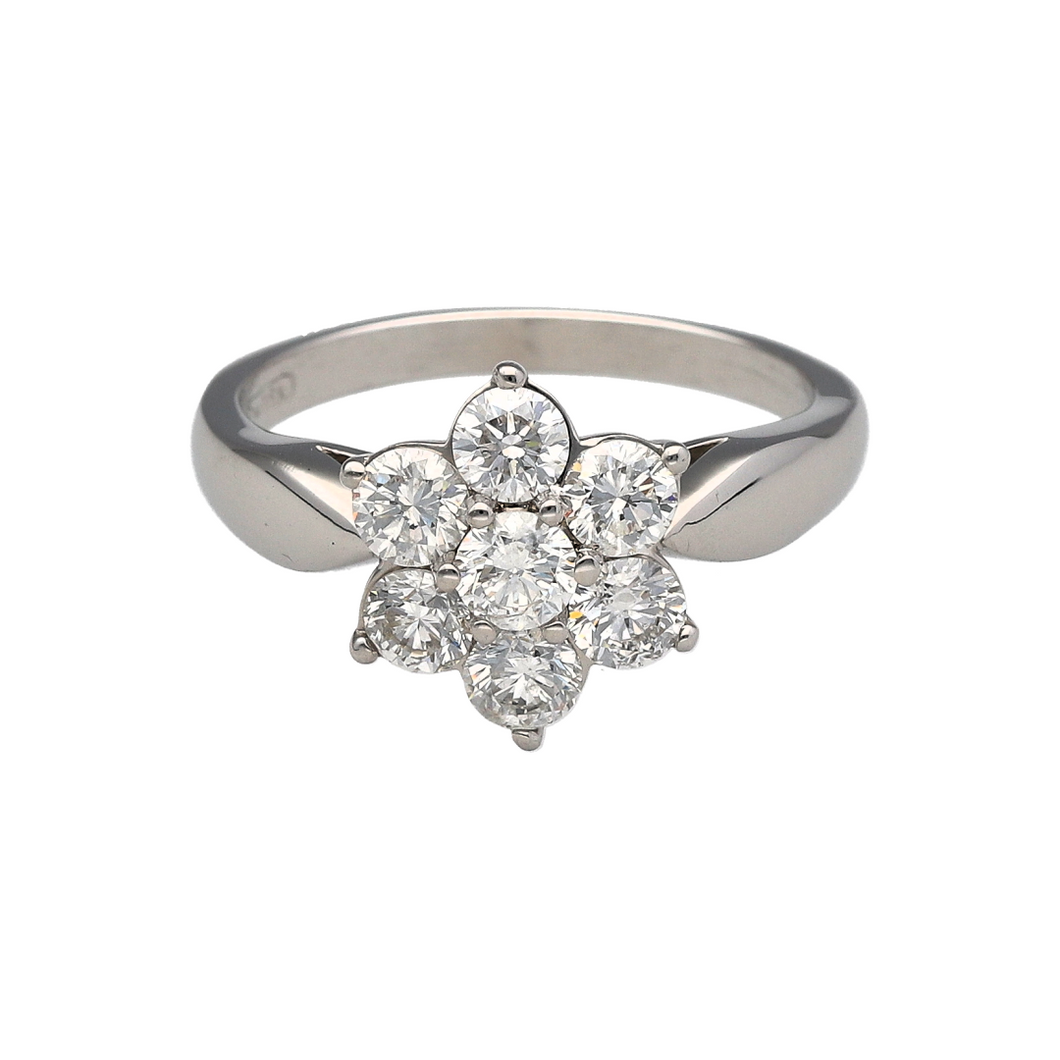 18ct White Gold & Diamond Set Cluster Ring