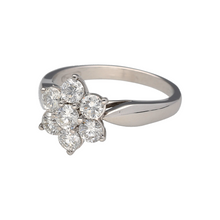 Load image into Gallery viewer, Bring floral elegance and radiant sparkle to your collection with this pre-owned 18ct white gold diamond flower cluster ring—perfect for adding a touch of luxury to any occasion.

Design: The ring features a stunning flower-shaped cluster design, set with multiple diamonds for a brilliant and eye-catching finish.
Material: Made from 18-carat white gold, the polished surface enhances the bright tone of the metal and the sparkle of the diamonds.

