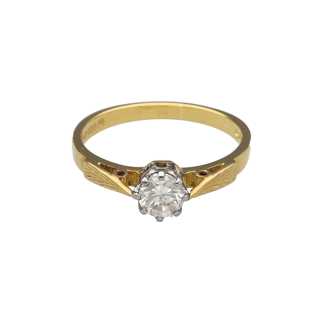 18ct Gold & Diamond Set Solitaire Ring