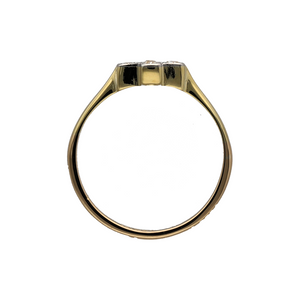 18ct Gold & Platinum Diamond Set Art Deco Style Cross Ring