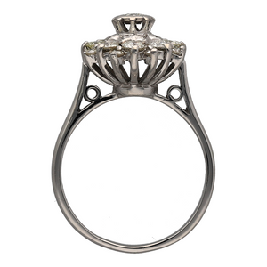 18ct White Gold & Diamond Set Vintage Style Cluster Ring