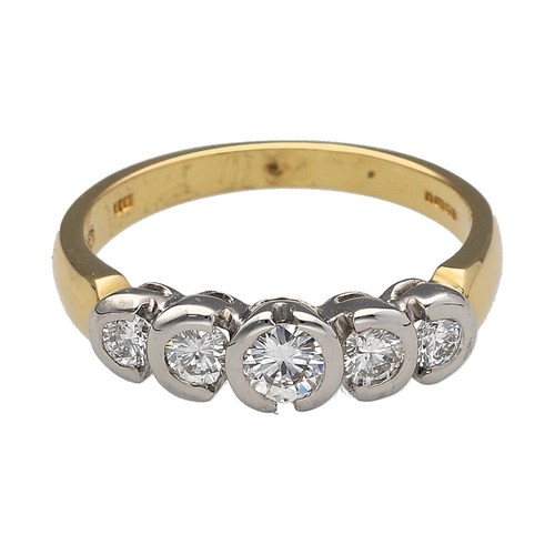 18ct Gold & Diamond Rubover Set Five Stone Ring