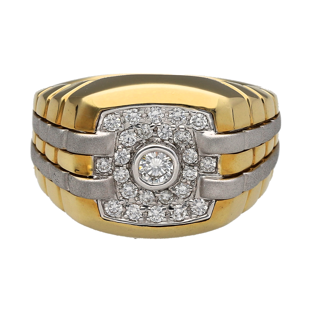 18ct Gold & Diamond Set Watch Strap Style Ring