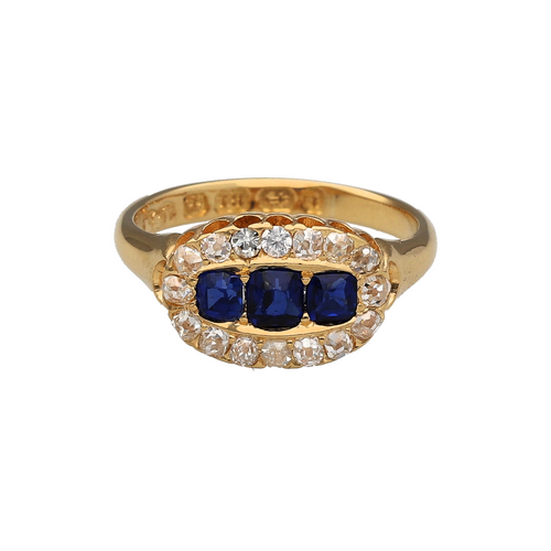 18ct Gold Diamond & Sapphire Set Vintage Ring