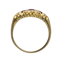 Load image into Gallery viewer, 18ct Gold Diamond &amp; Ruby Set Vintage Trilogy Ring
