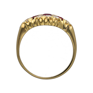 18ct Gold Diamond & Ruby Set Vintage Trilogy Ring