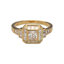 Load image into Gallery viewer, 18ct Gold &amp; Diamond Set Princess Cut Halo Ring
