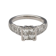 Load image into Gallery viewer, 18ct White Gold &amp; Diamond Illusion Set Princess Cut Ring
