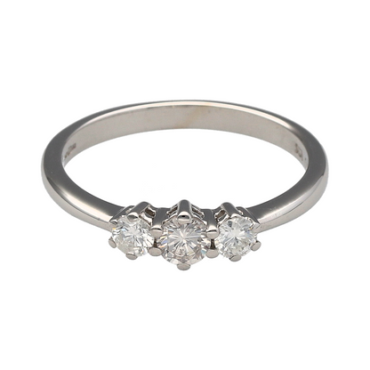 18ct White Gold & Diamond Set Trilogy Ring