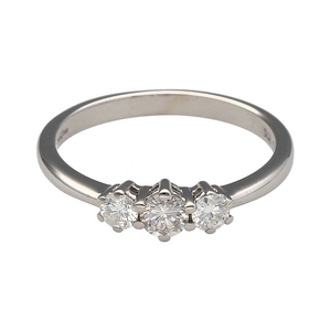 18ct White Gold & Diamond Set Trilogy Ring