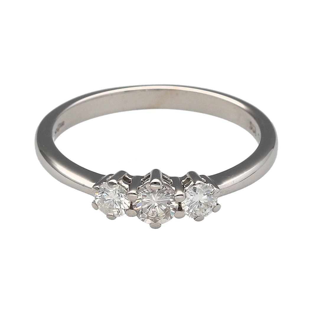 18ct White Gold & Diamond Set Trilogy Ring