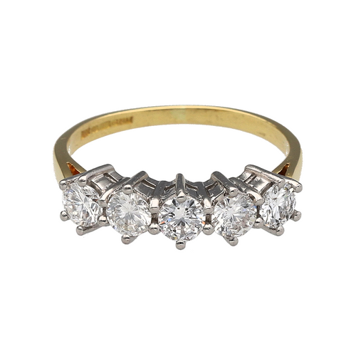 18ct Gold & Diamond Set Five Stone Band Ring