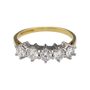 18ct Gold & Diamond Set Five Stone Band Ring