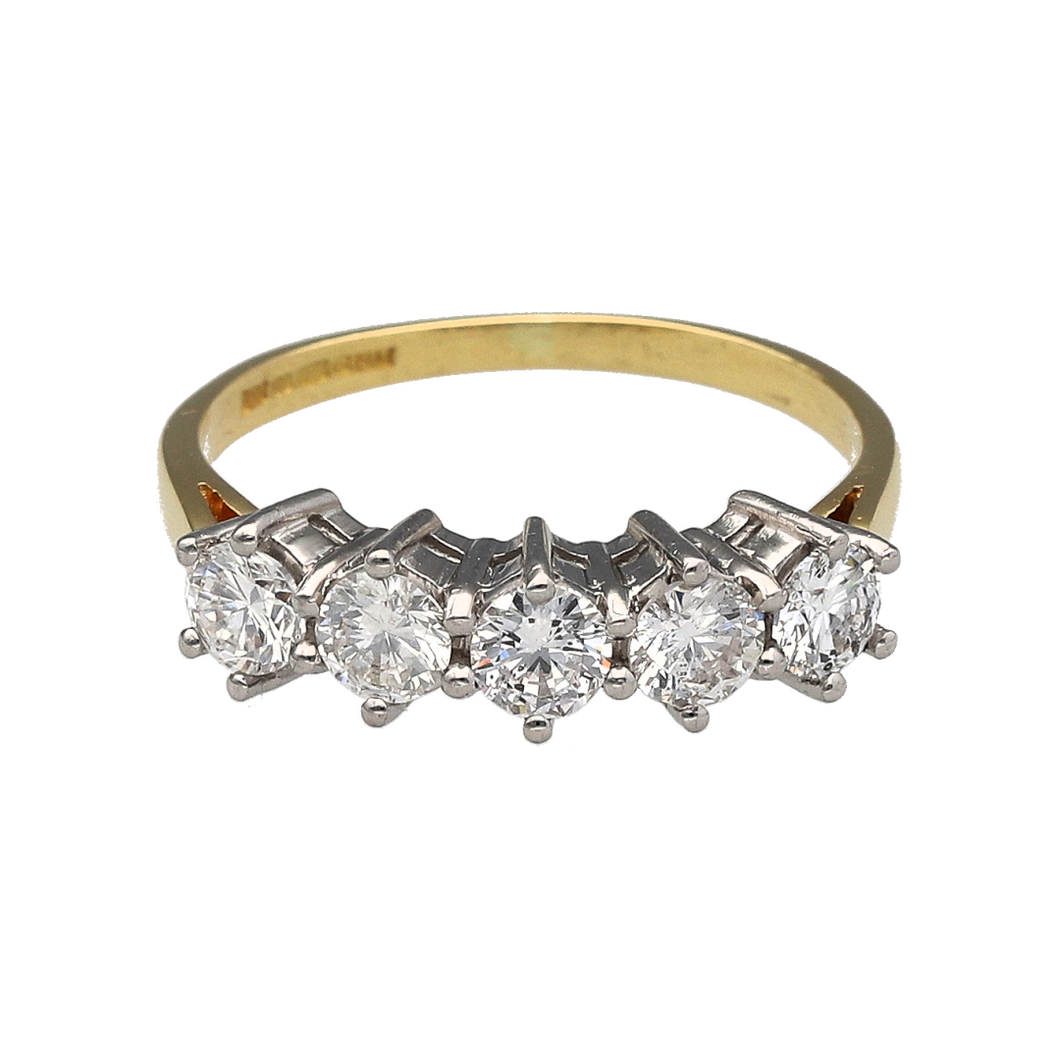 18ct Gold & Diamond Set Five Stone Band Ring