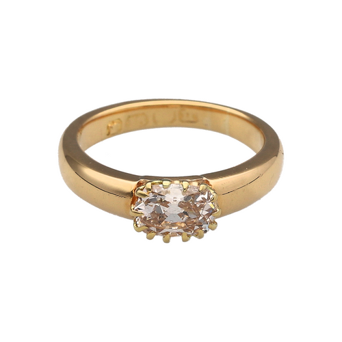 18ct Gold & Oval Cut Diamond Set Solitaire Ring