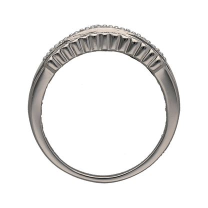 18ct White Gold & Diamond Set Wide Band Ring