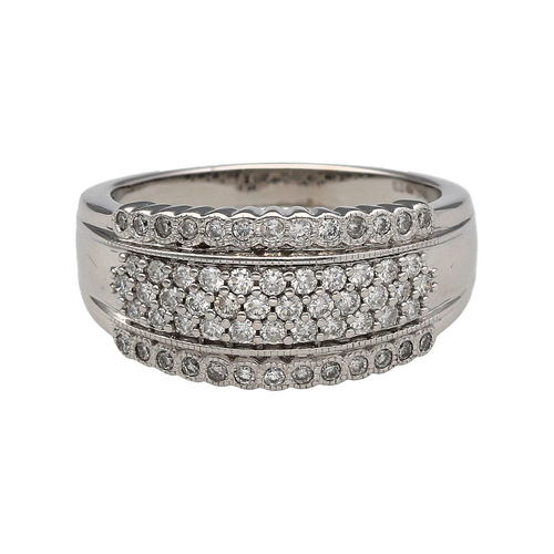 18ct White Gold & Diamond Set Wide Band Ring