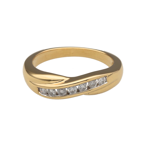 18ct Gold & Diamond Set Crossover Band Ring