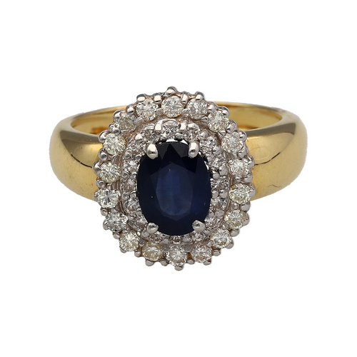 18ct Gold Diamond & Sapphire Set Cluster Ring