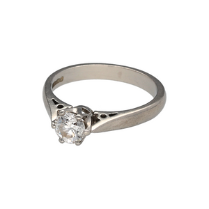 Celebrate timeless luxury with this pre-owned platinum diamond solitaire ring, a classic design that showcases the enduring beauty of a single sparkling stone.

Design: The ring features a brilliant-cut diamond of approximately 0.50ct, displayed in a traditional solitaire setting for maximum brilliance.
Material: Made in platinum, the polished finish provides a bright, durable backdrop that enhances the fire of the diamond.