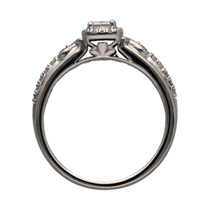 18ct White Gold & Diamond Set Princess Cut Halo Ring