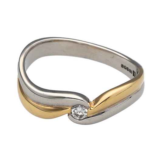 18ct Gold & Diamond Set Twist Solitaire Ring