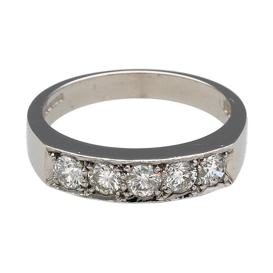18ct White Gold & Diamond Set Five Stone Band Ring