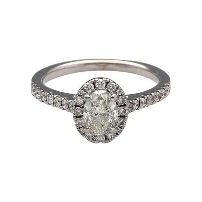 18ct White Gold & Diamond Set Oval Halo Ring