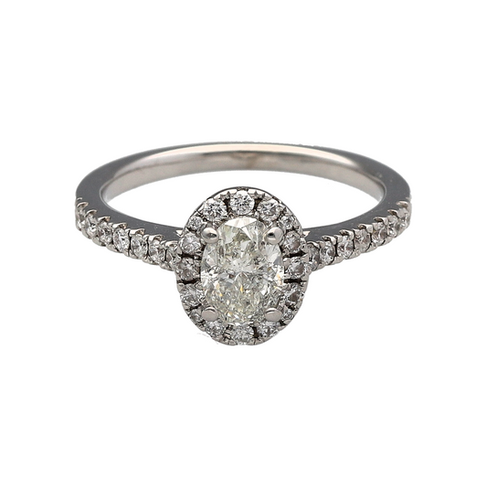 18ct White Gold & Diamond Set Oval Halo Ring