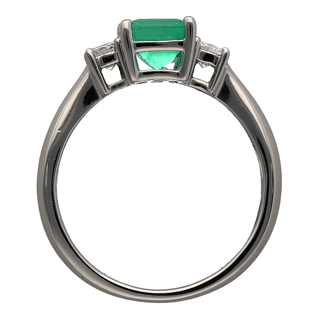 18ct White Gold Diamond & Emerald Set Trilogy Cocktail Ring