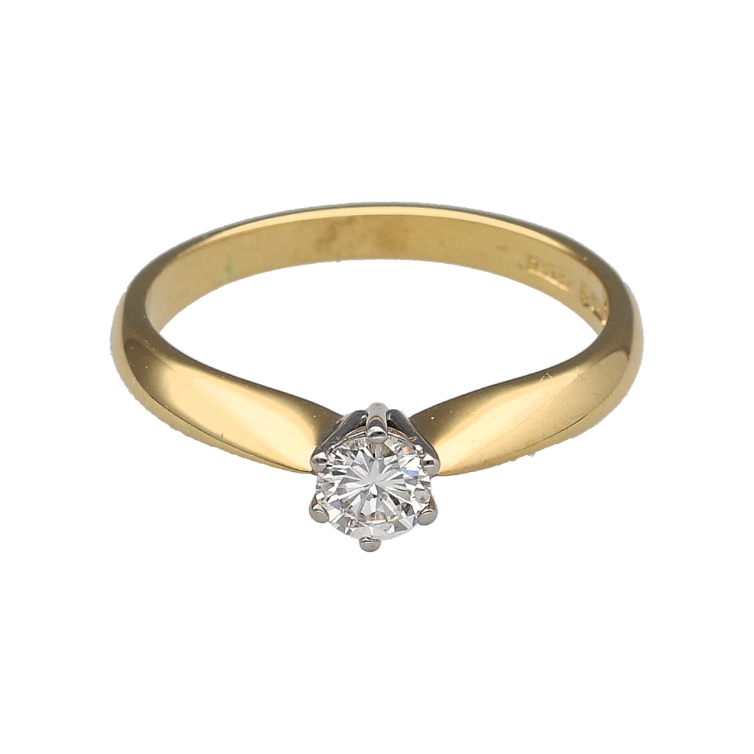 18ct Gold & Diamond Set Solitaire Ring