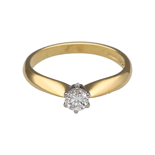 18ct Gold & Diamond Set Solitaire Ring
