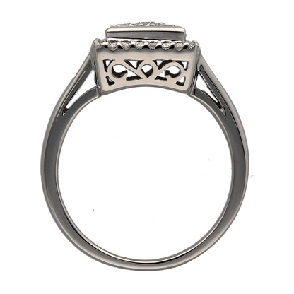 18ct White Gold & Diamond Set Square Cluster Ring