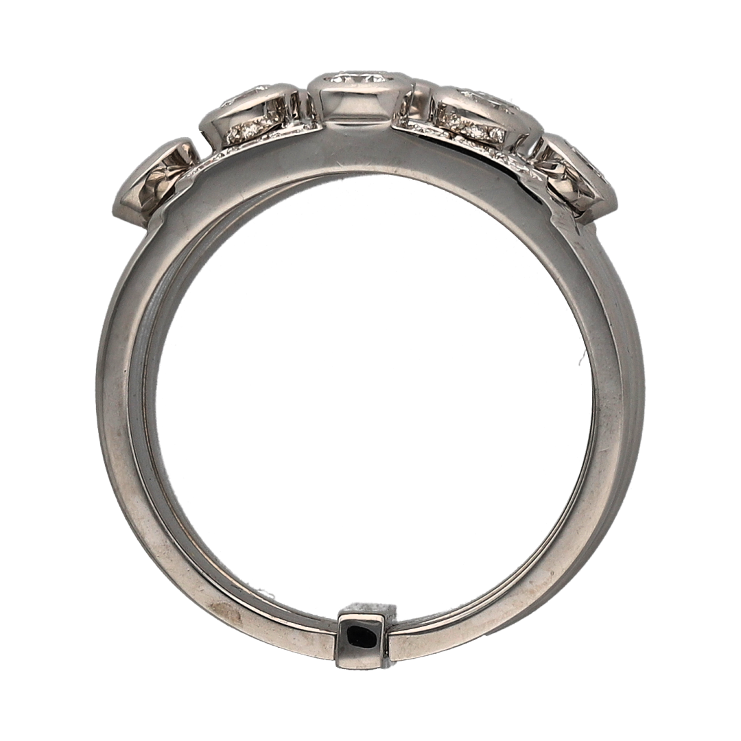 18ct White Gold & Diamond Set Five Band Bubble Ring