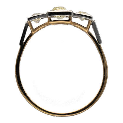 18ct Gold & Platinum Diamond Set Vintage Art Deco Trilogy Ring