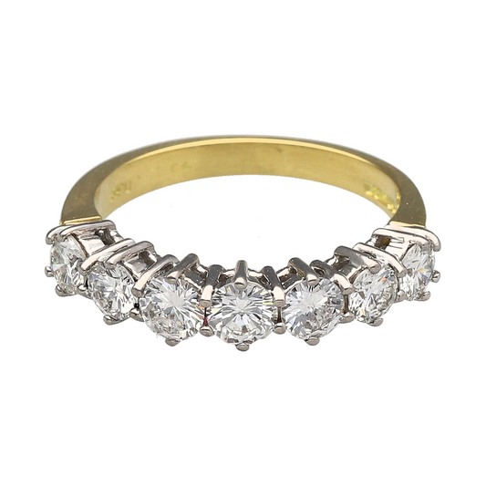 18ct Gold & Diamond Set Seven Stone Band Ring