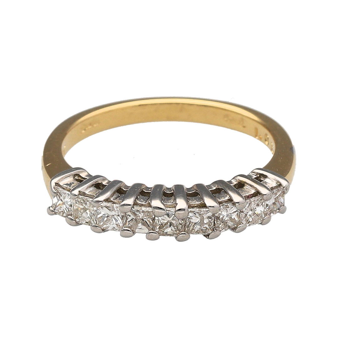 18ct Gold & Diamond Princess Cut Band Ring