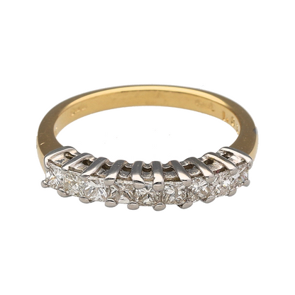 18ct Gold & Diamond Princess Cut Band Ring