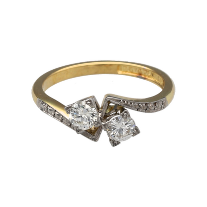 18ct Gold & Platinum Diamond Set Twist Ring
