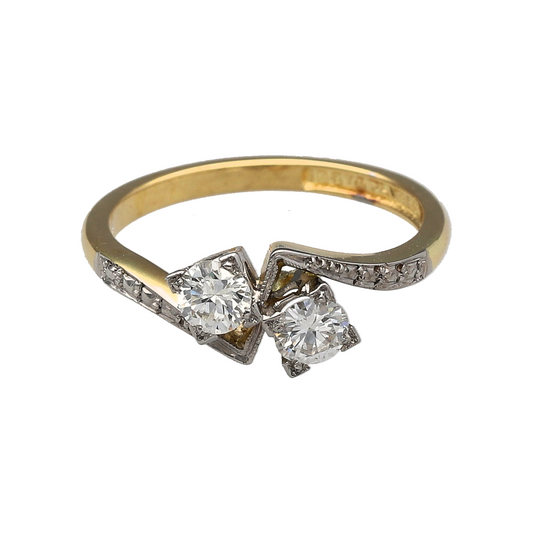 18ct Gold & Platinum Diamond Set Twist Ring