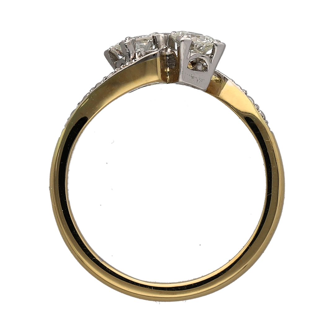 18ct Gold & Platinum Diamond Set Twist Ring