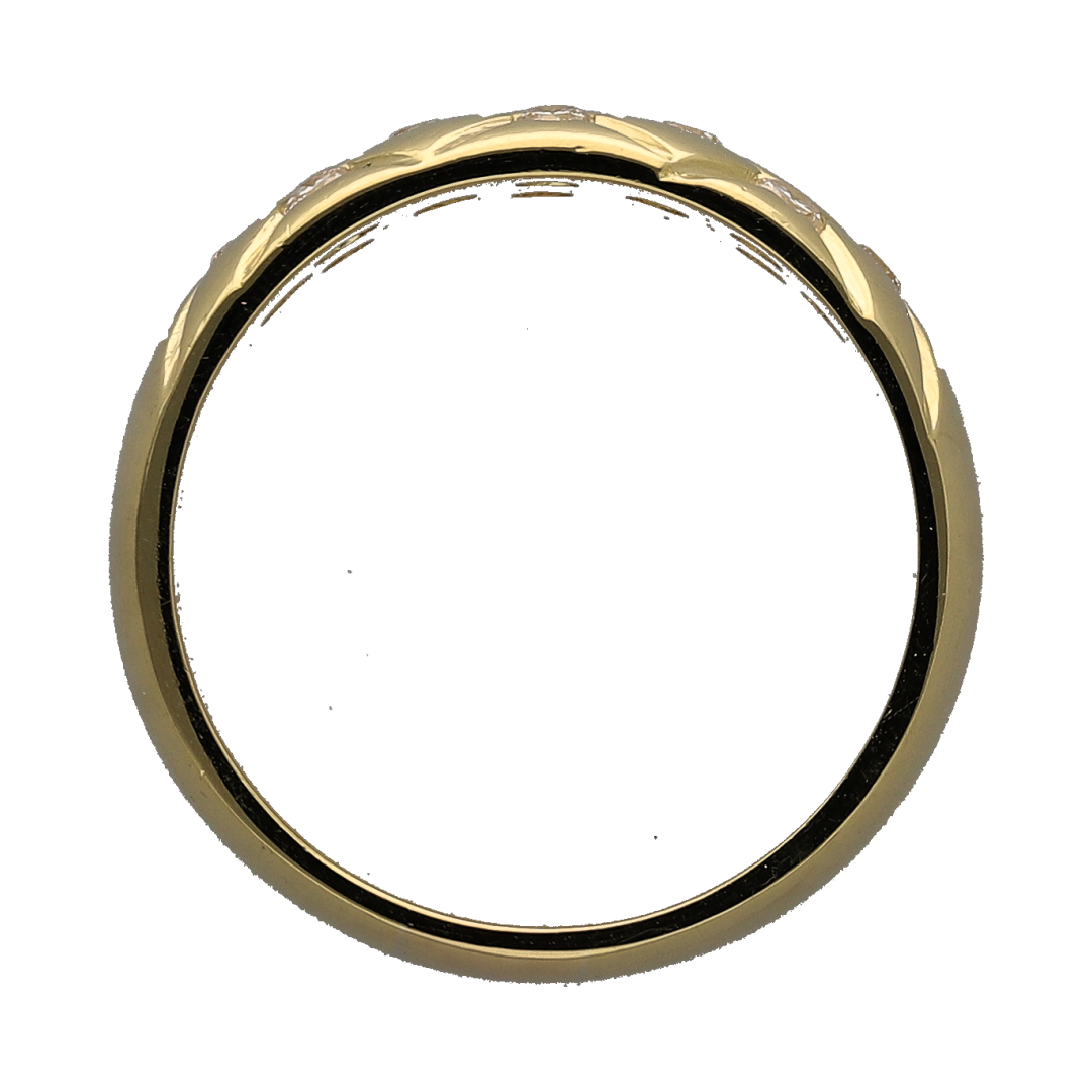 18ct Gold & Diamond Set Wide Criss Cross Band Ring