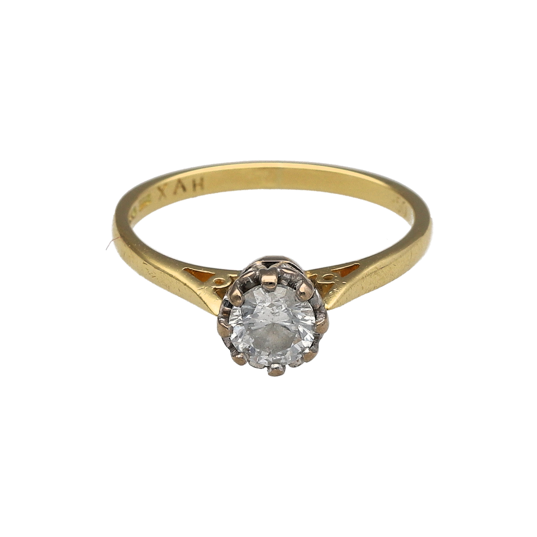 18ct Gold & Diamond Set Solitaire Ring