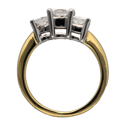 18ct Gold & Diamond Set Princess Cut Trilogy Ring