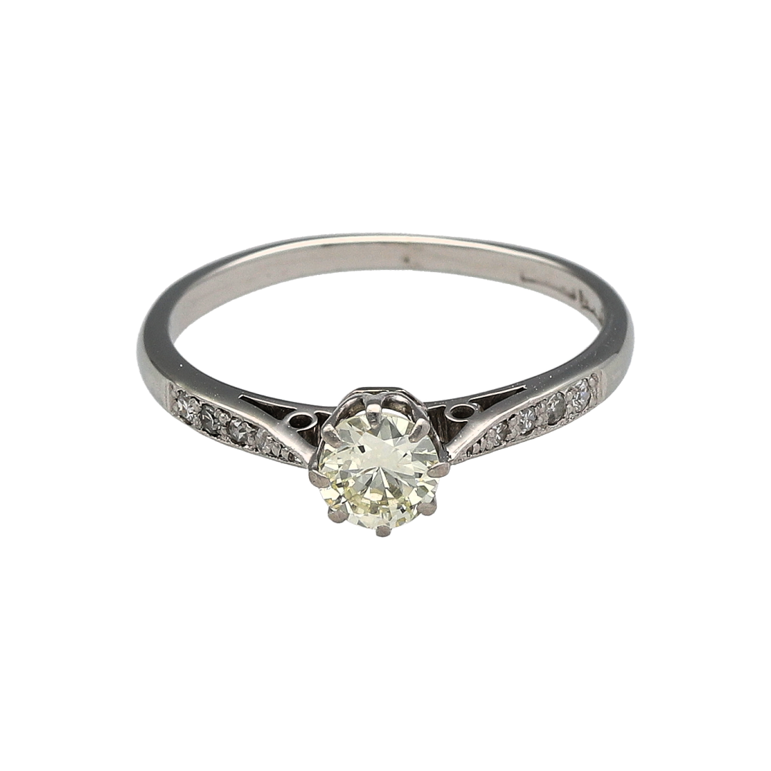 18ct White Gold & Platinum Diamond Set Solitaire Ring