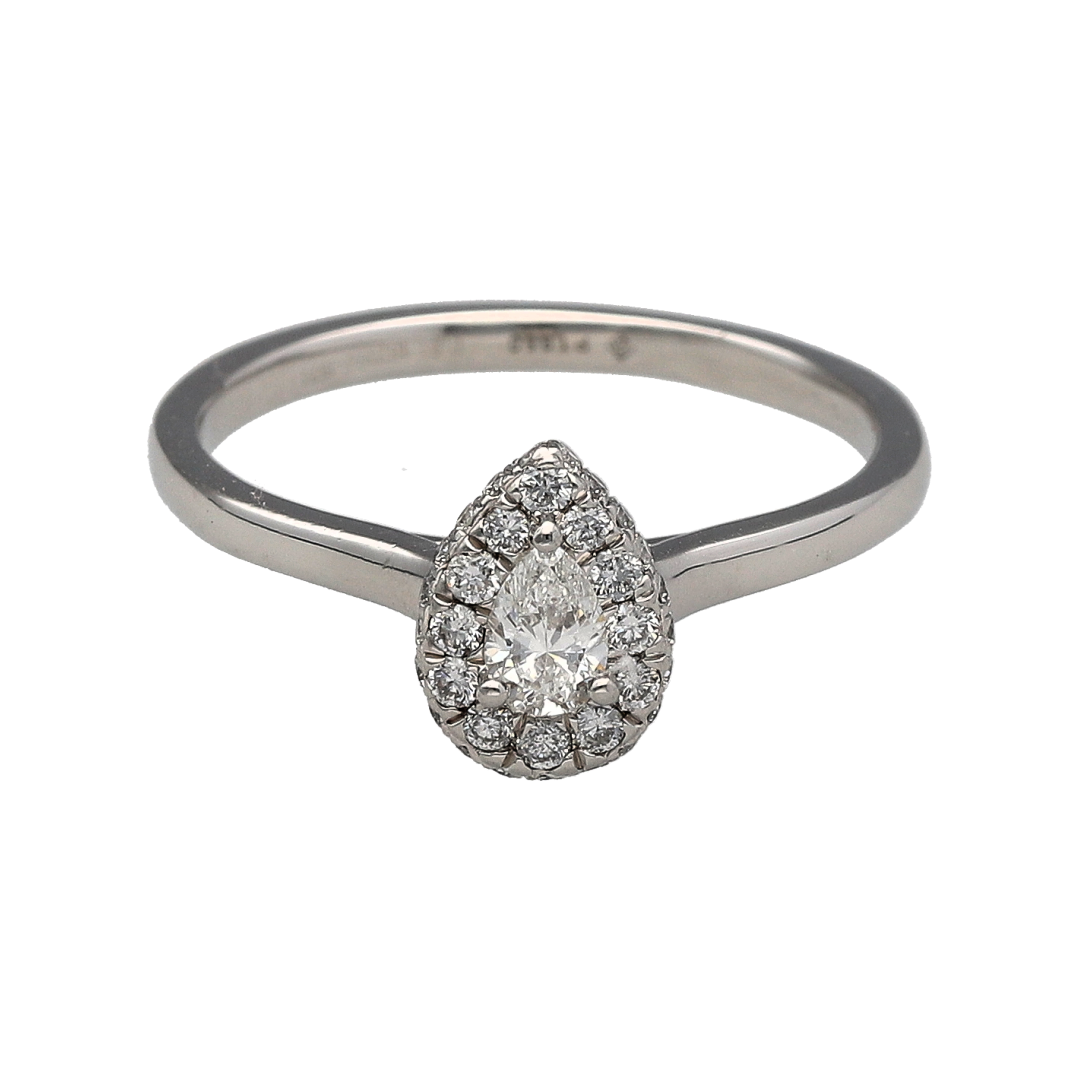 Platinum & Diamond Set Teardrop Halo Ring