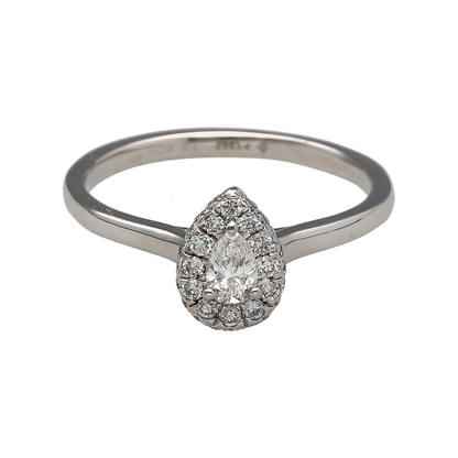 Platinum & Diamond Set Teardrop Halo Ring