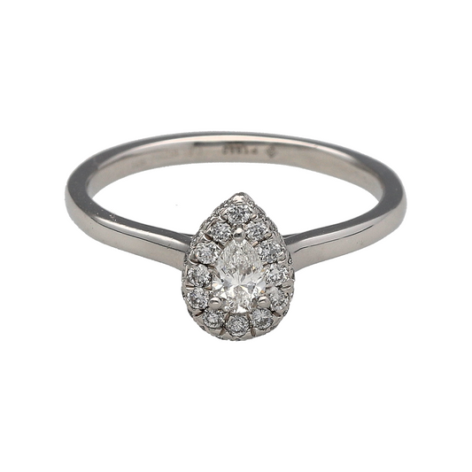 Platinum & Diamond Set Teardrop Halo Ring