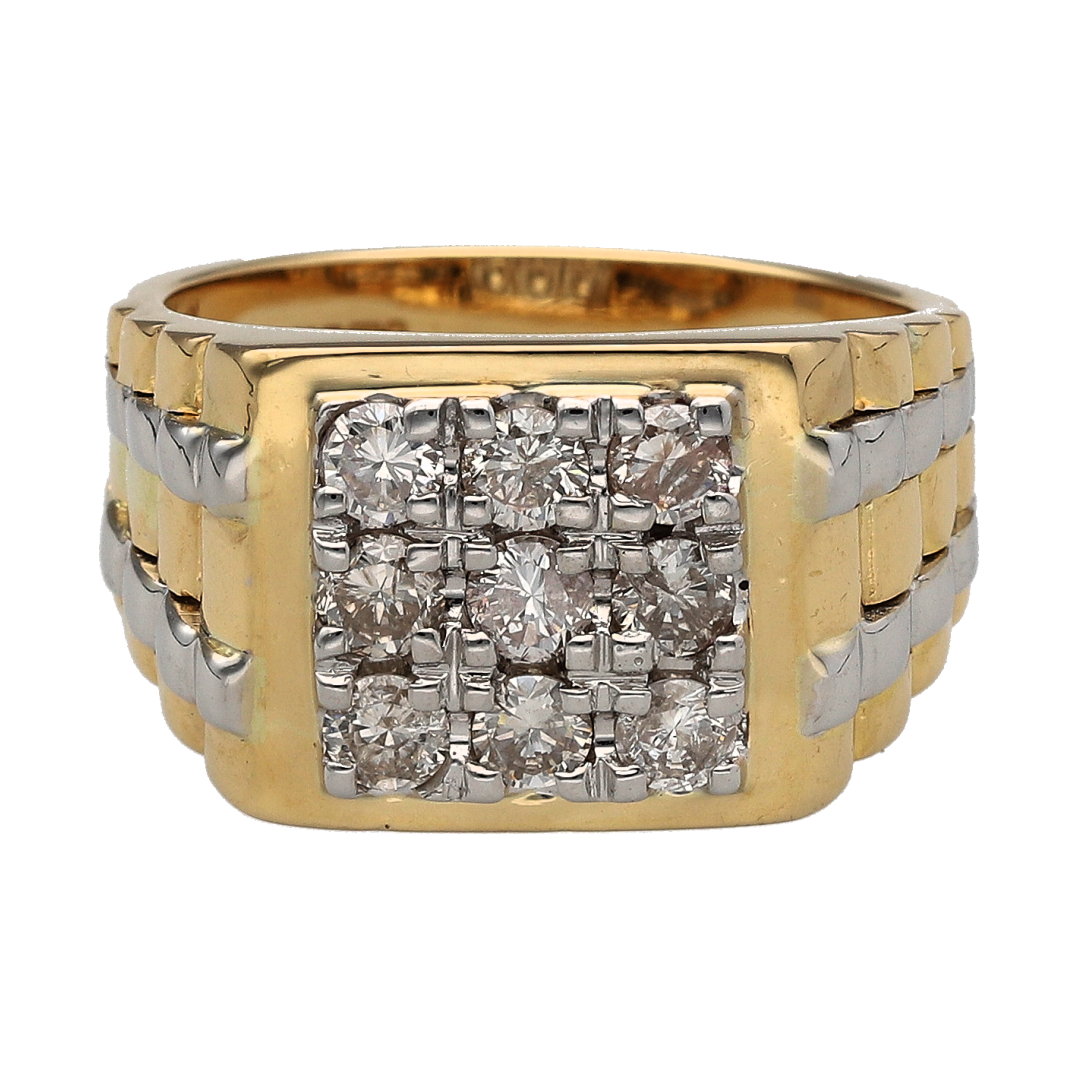 18ct Gold & Diamond Set Watch Style Signet Ring