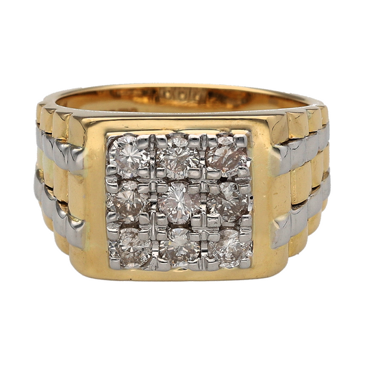 18ct Gold & Diamond Set Watch Style Signet Ring